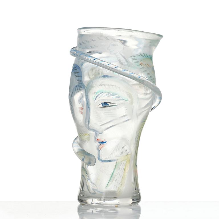 Ulrica Hydman-Vallien, a glass vase, Kosta Boda, Sweden 1988.
