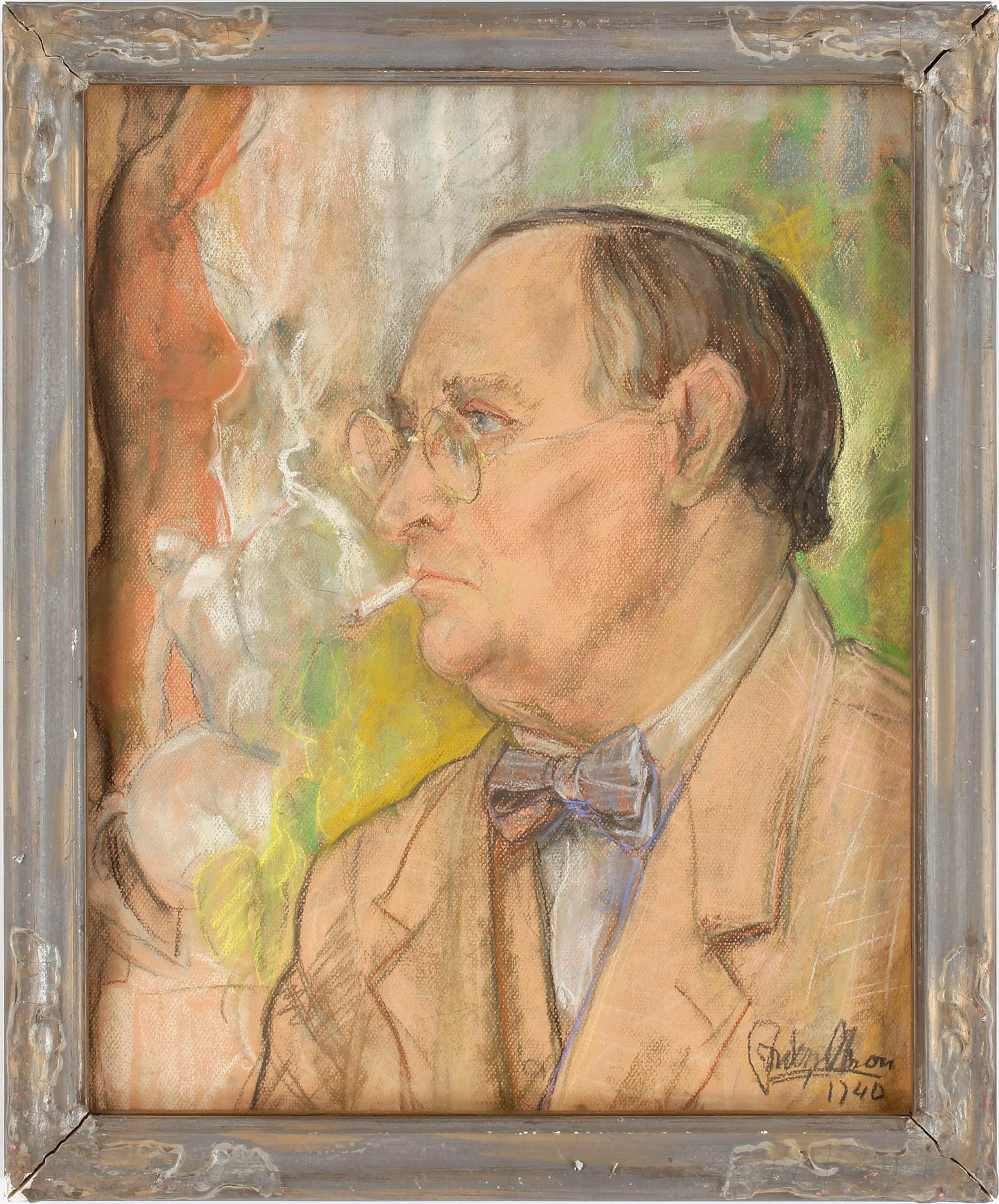 ANDERS OLSON, pastell på papper, signerad och daterad 1940.