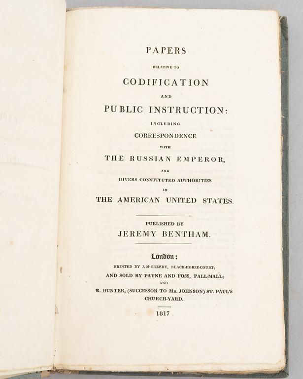 Papers relative to Codification and Public Instruction, 1817.