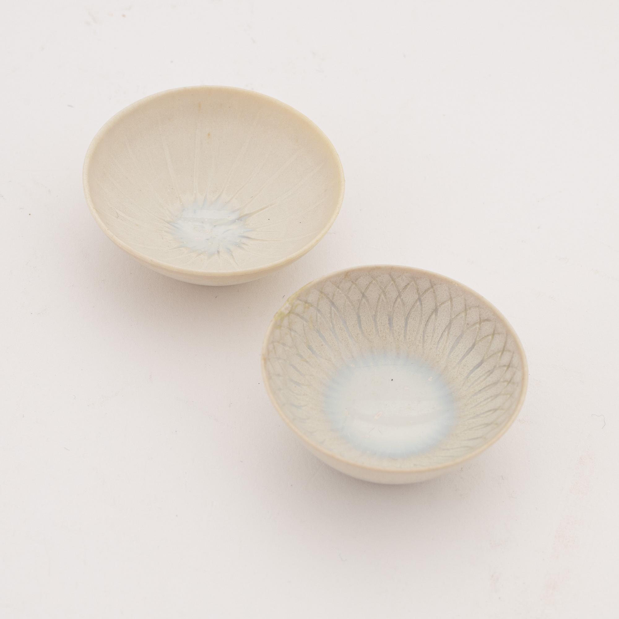 Stig Lindberg, a set of four stoneware miniatures, Gustavsbergs studio.