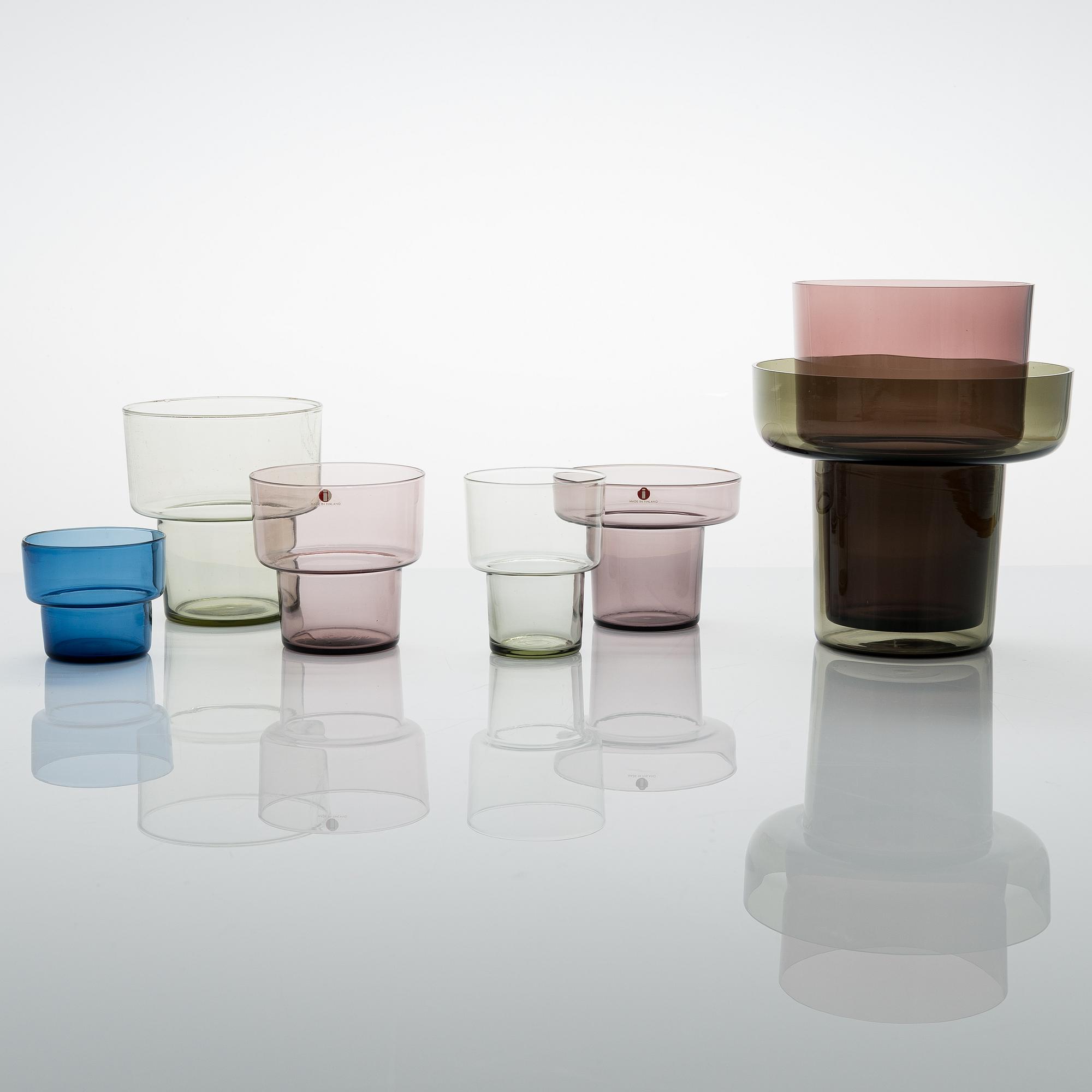 LISA JOHANSSON-PAPE, vaser 7 st, Iittala 1960-tal.