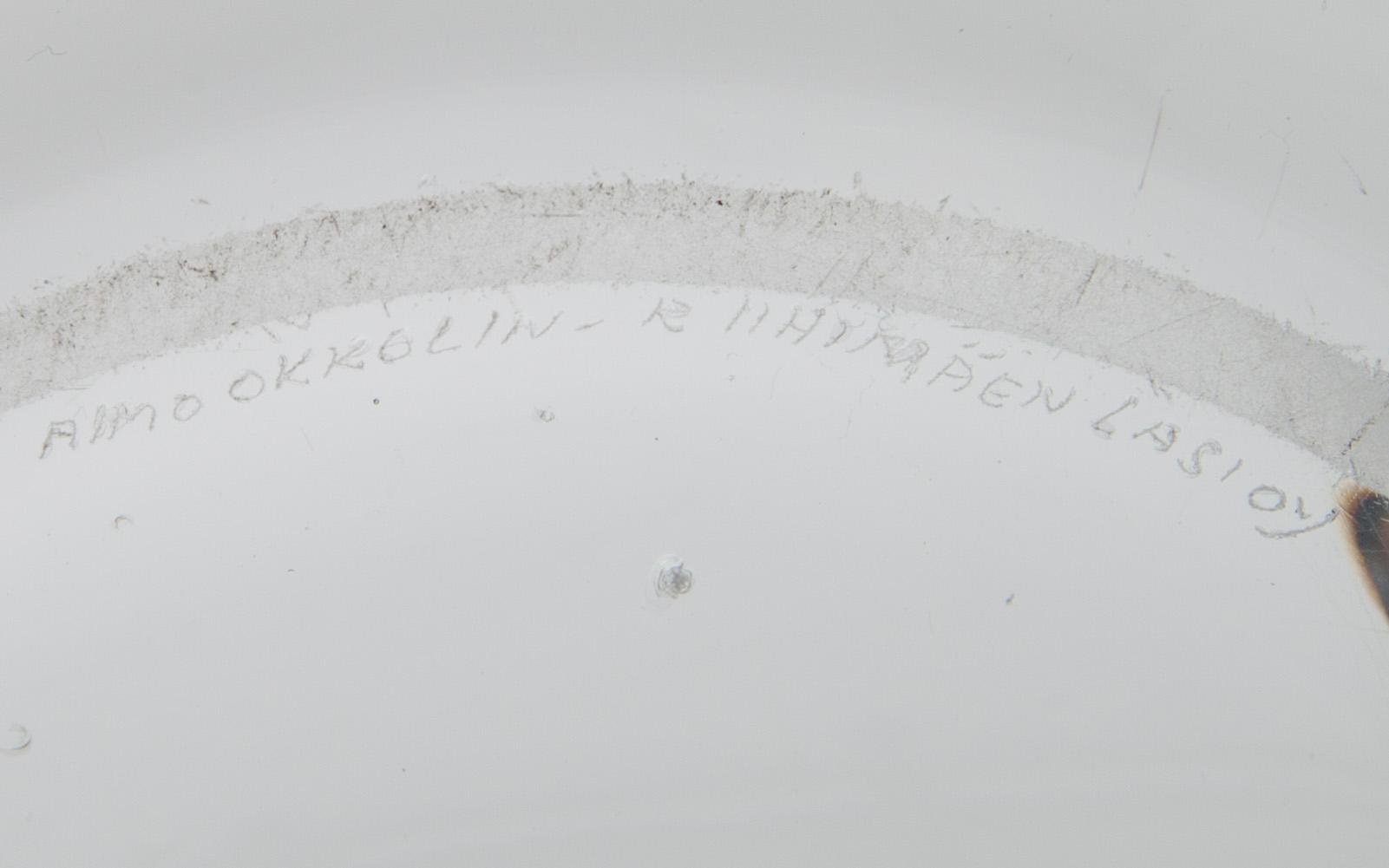 SKÅL, glas, signerad Aimo Okkolin Riihimäen Lasi Oy.