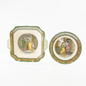 Service pieces 14 pcs "Illustrations from Dickens" William Adams Tunstall England first half of the 20th century.