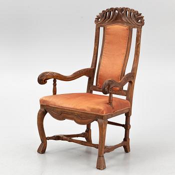 A Swedish Baroque open armchair, circa 1700.