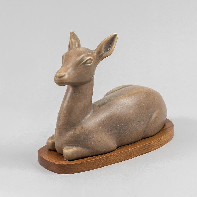 Gunnar Nylund, a unique deer stoneware sculpture, Rörstrand.