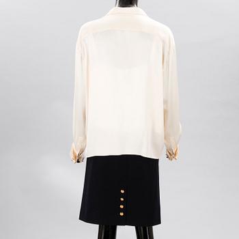 A Silk Top with a Blouse and Skirt, size 46(FR).