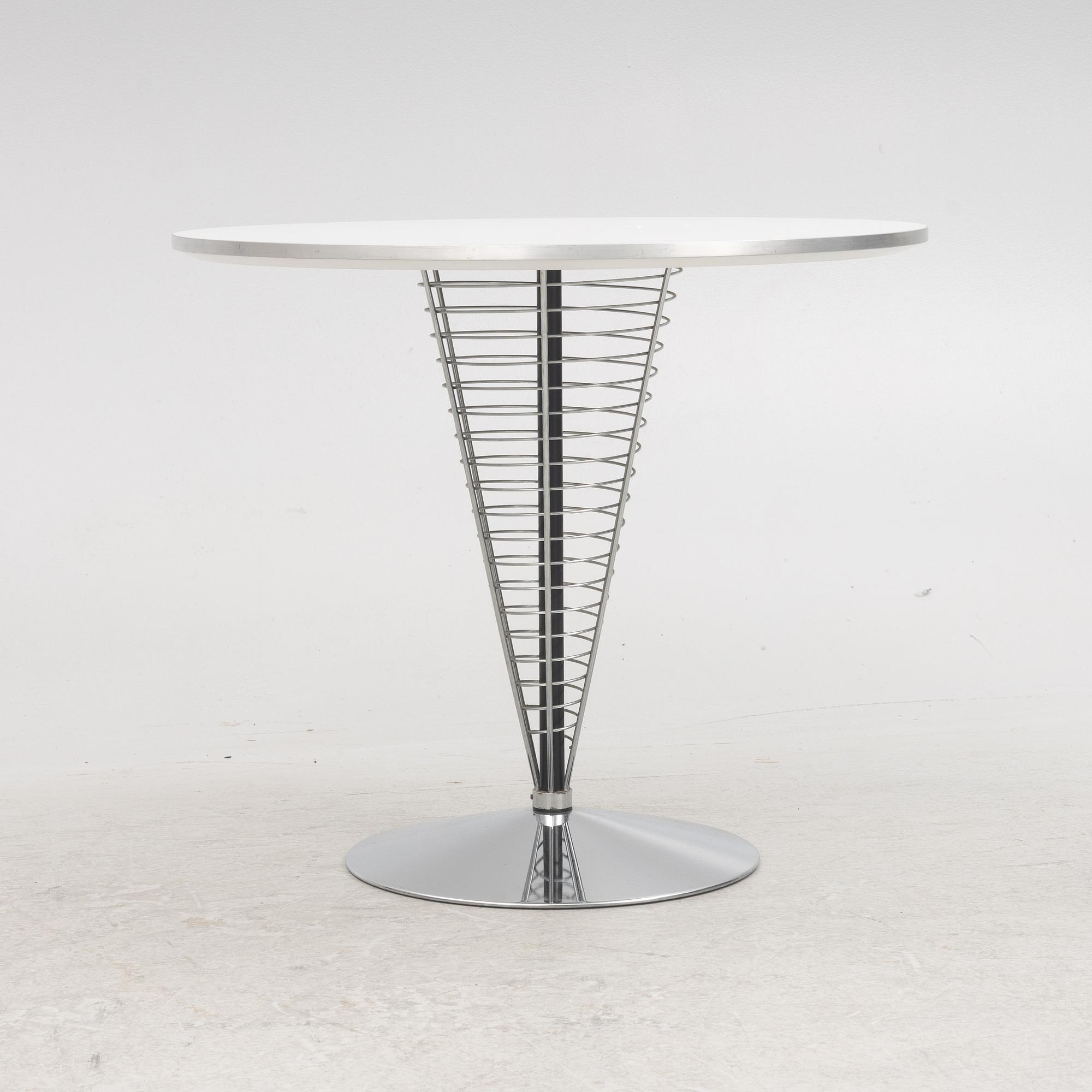 Verner Panton, a "Wire Cone" table, Fritz Hansen, Denmark, 1989.