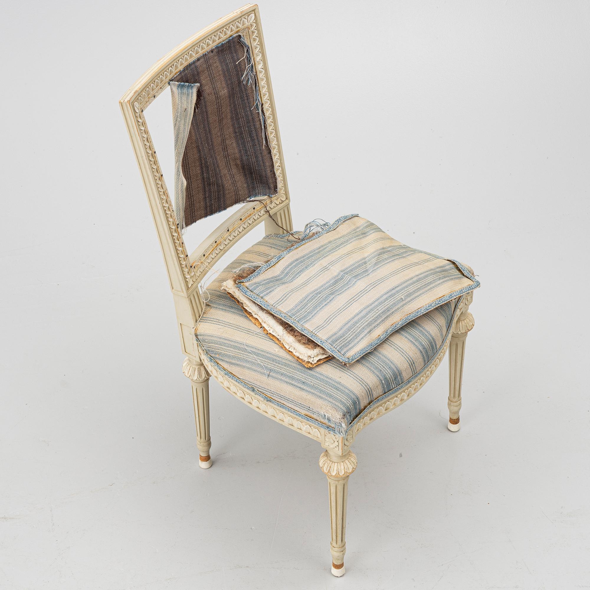 Chairs, 8 pcs, late Gustavian style, around the mid-20th century.