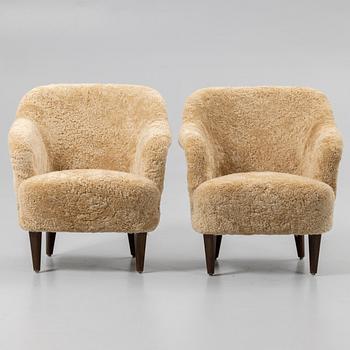 Armchairs, a pair, Swedish Modern, 1940s.