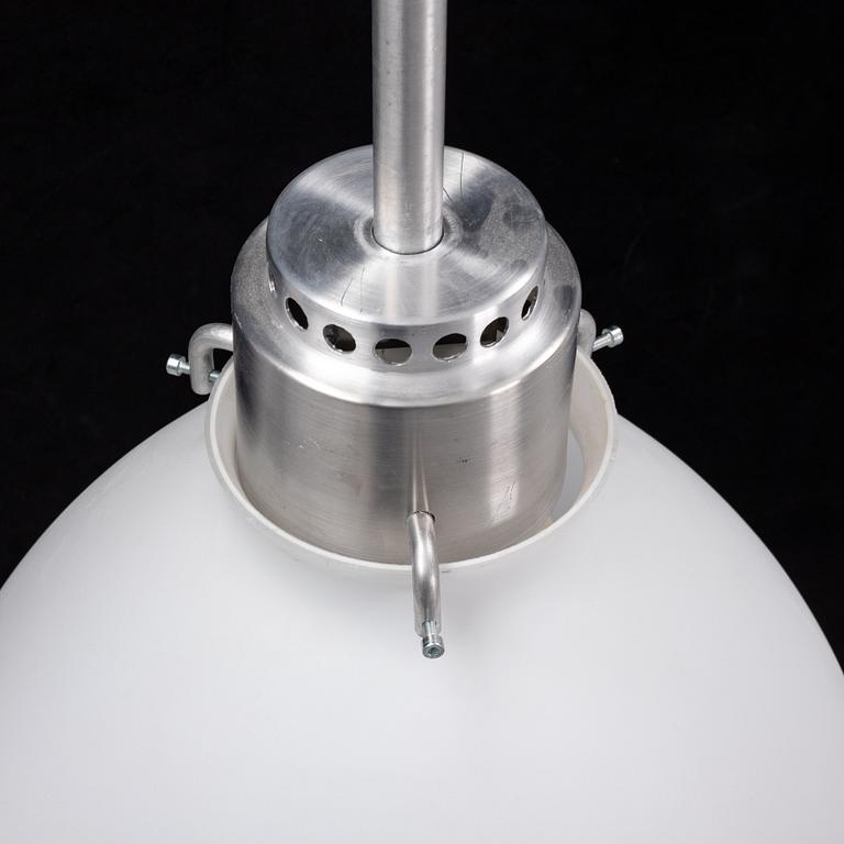 A late 20th century glass and metal ceiling lamp.