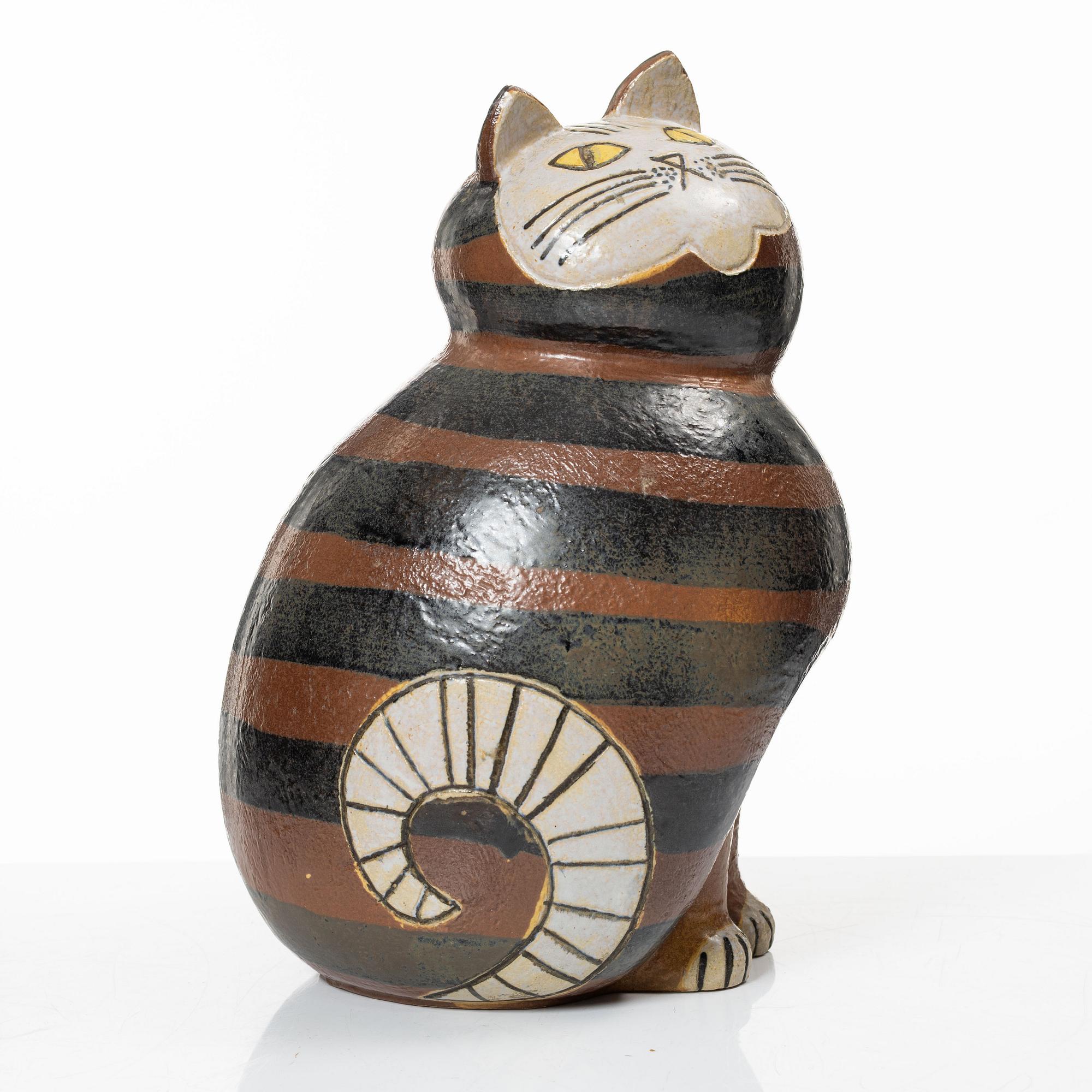 Lisa Larson, a 'Maxikatt' stoneware sculpture, from the series 'Stora Zoo', Gustavsberg.
