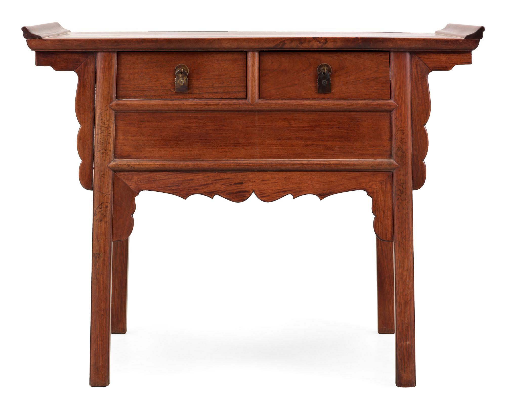 A hardwood two drawer coffer, Qing dynasty.