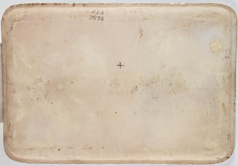 Tebord, med fajansbricka, originalunderrede tillskrivet Gottlieb Iwersson, Sengustavianskt, sent 1700-tal.