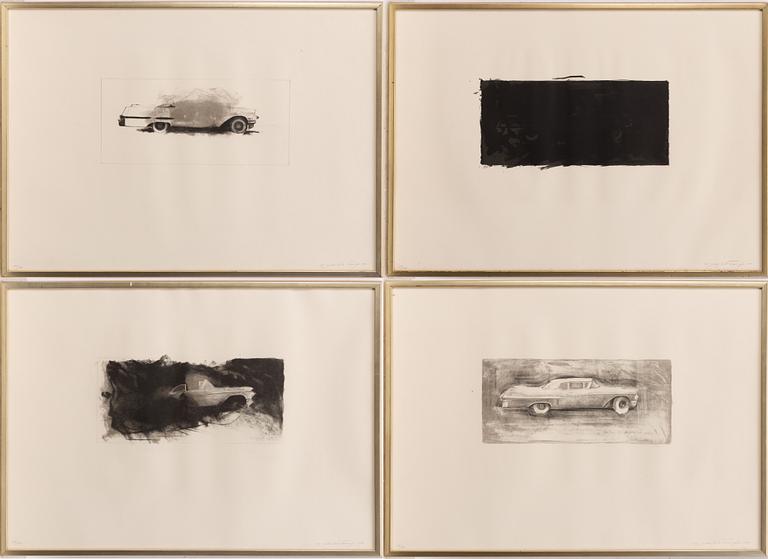 John-E Franzén, 4 lithographs from the suite “The White Cadillac”.