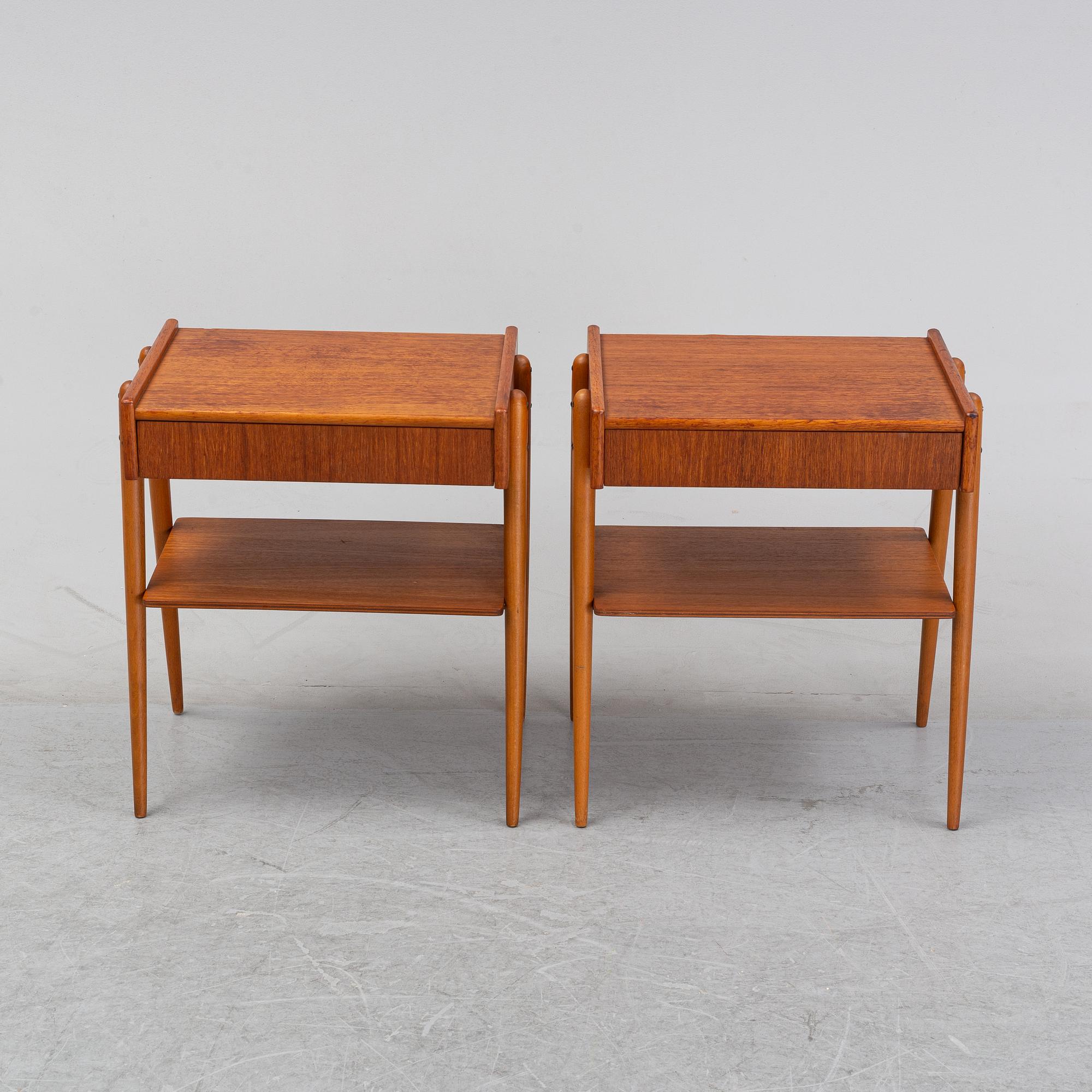 A pair of teak bedside tables, Aktiebolag Carlström & Co, Bjärum, 1950/60's.