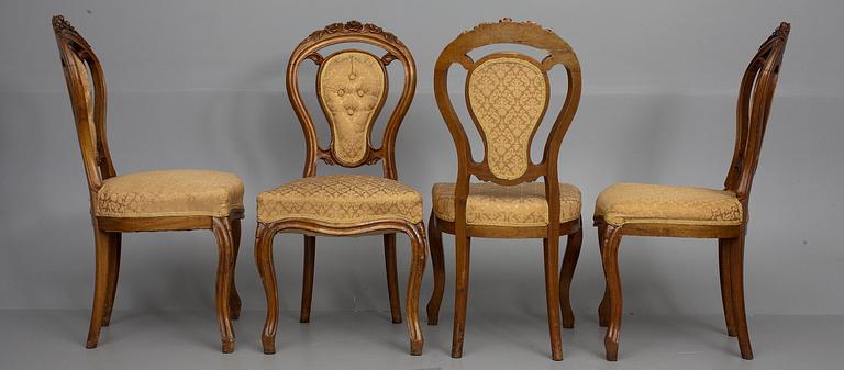 TUOLEJA, 4 kpl, rokokootyyliset, 1800-luvun loppu.