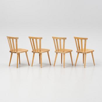 Göran Malmvall, a set of four pine chairs, Svensk Fur, mid 20th Century.
