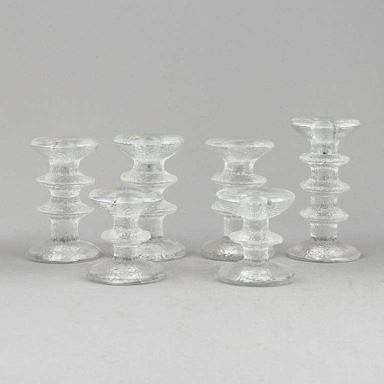 TIMO SARPANEVA, ljusstakar 6 st, glas, "Festivo", Iittala, 1970-tal.