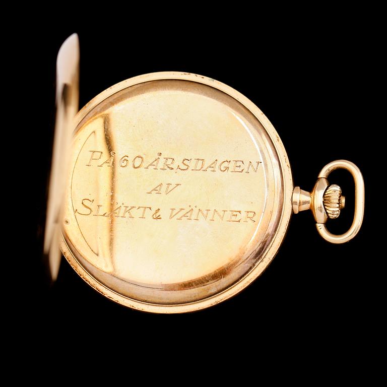 FICKUR, 14K guld, savonett, 1900-talets första hälft. Total vikt inklusive urverk ca 72 g.