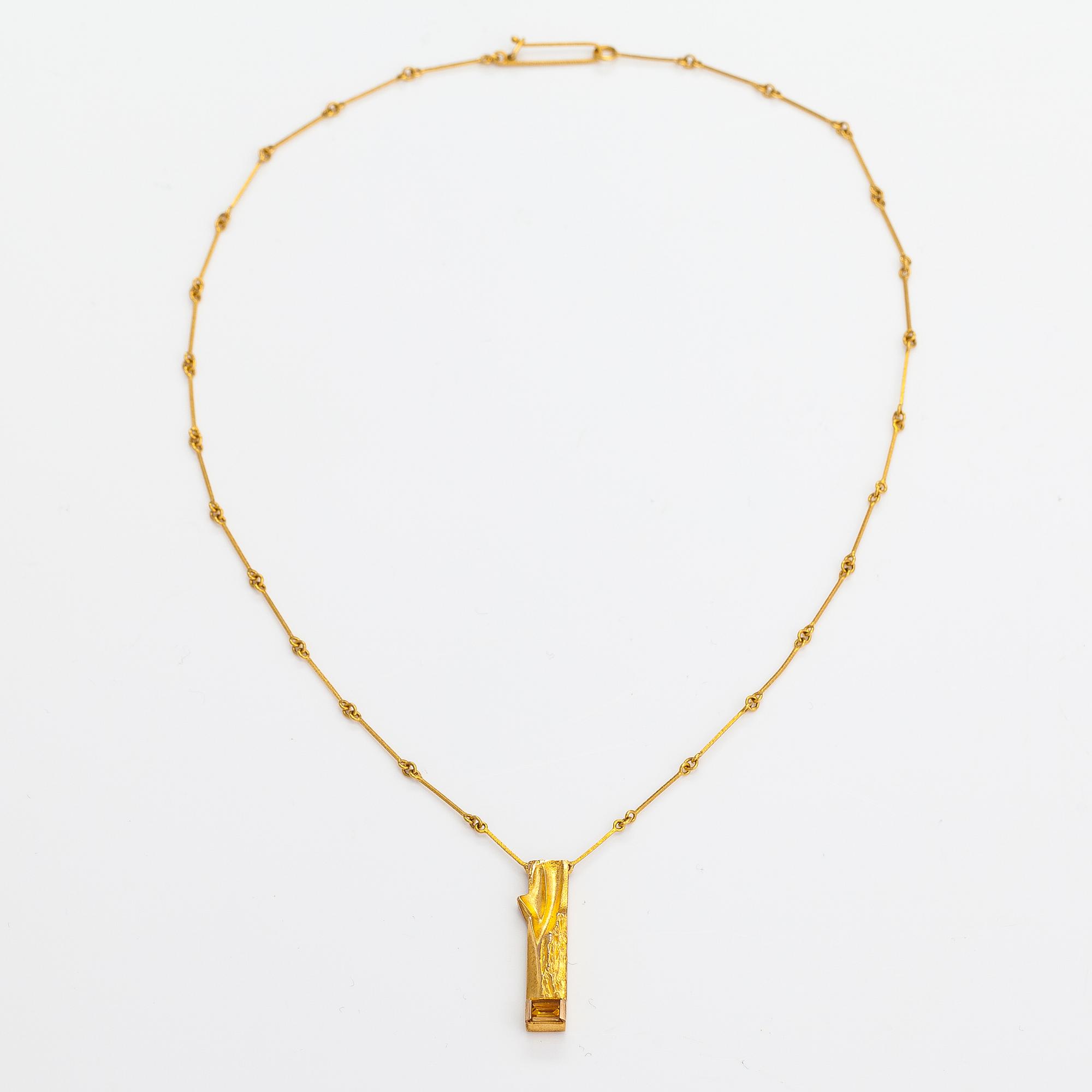Björn Weckström, A 14K gold necklace "Faro" with a citrine. Lapponia 1983.