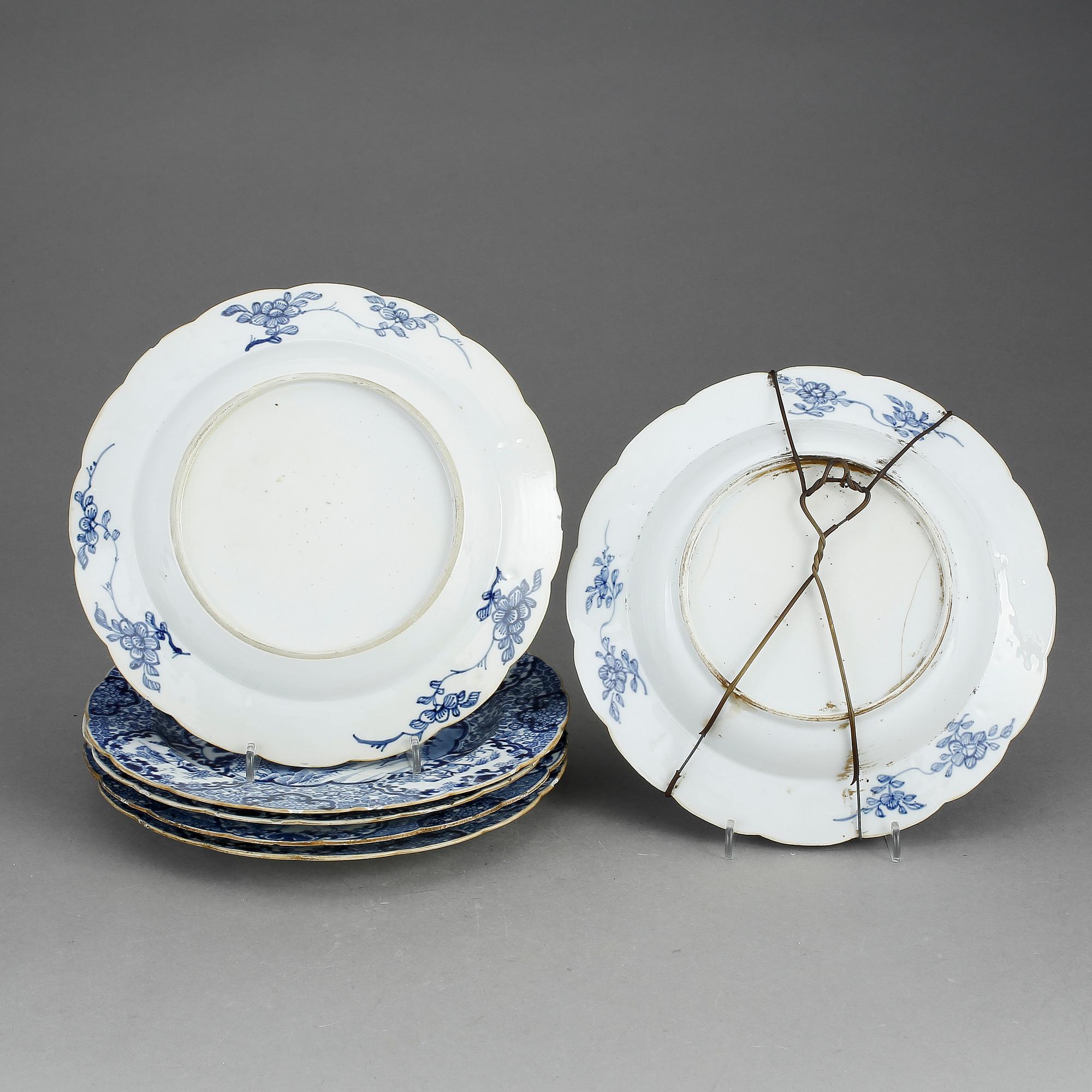 TALLRIKAR, 5+1, porslin, Qianlong (1736-1795).