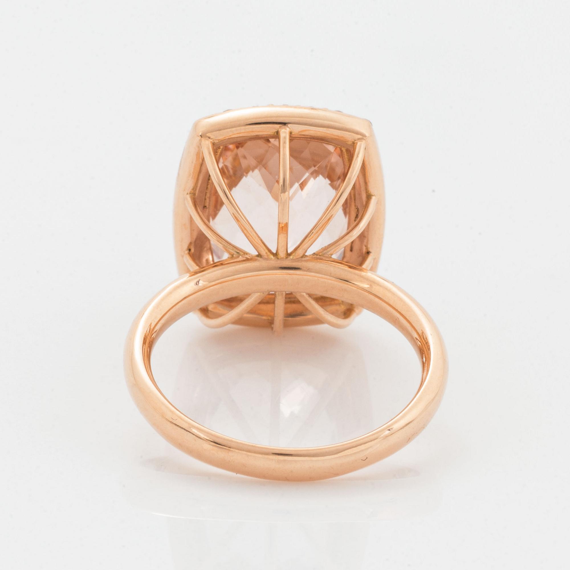 Morganite and brilliant-cut cocktail ring.