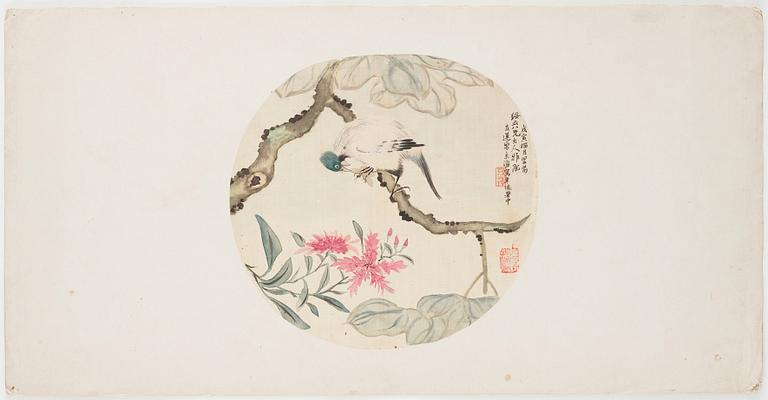 Two Fan paintings by unknown artis, late Qing dynasty.