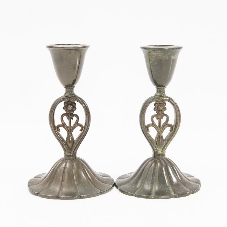 Just Andersen, Candle holders, two pairs, Denmark, first half of the 20th century.