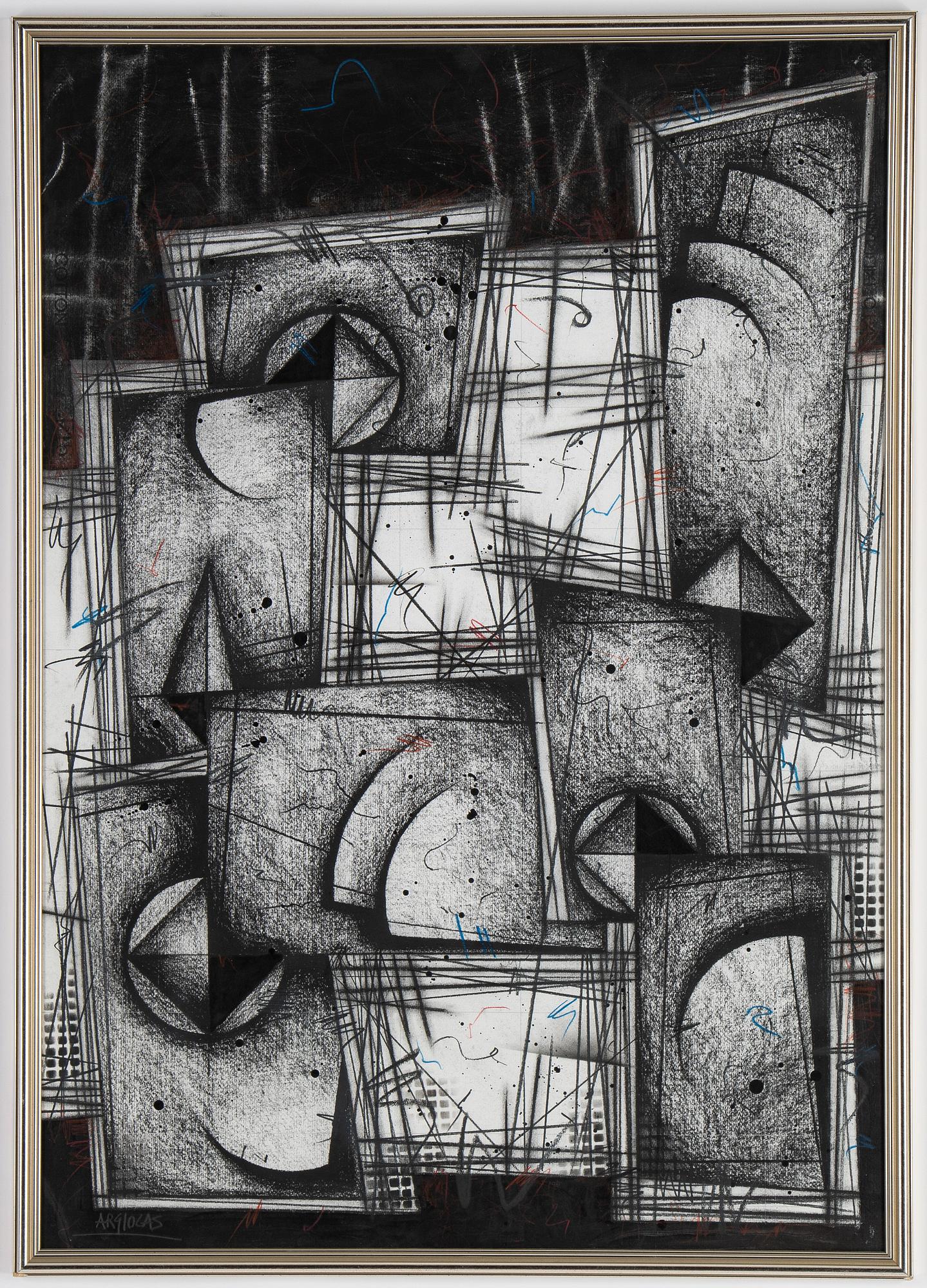 Silvano Argiolas, mixed media on paper, signed.