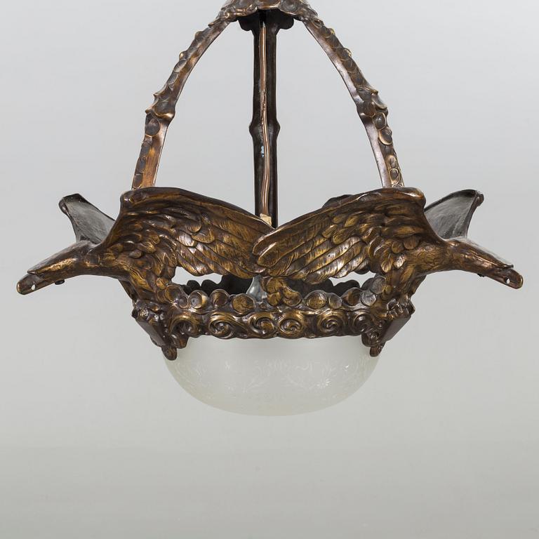 ALICE NORDIN, , a 1910-/20's brass ceiling light, Böhlmarks lampfabrik.