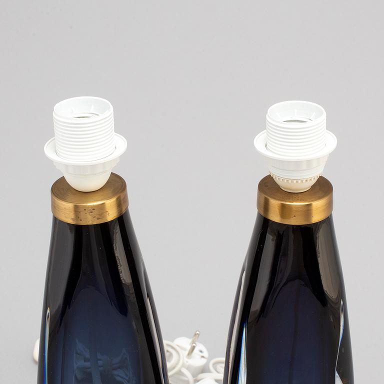 CARL FAGERLUND, a pair of glass lamps, Orrefors.