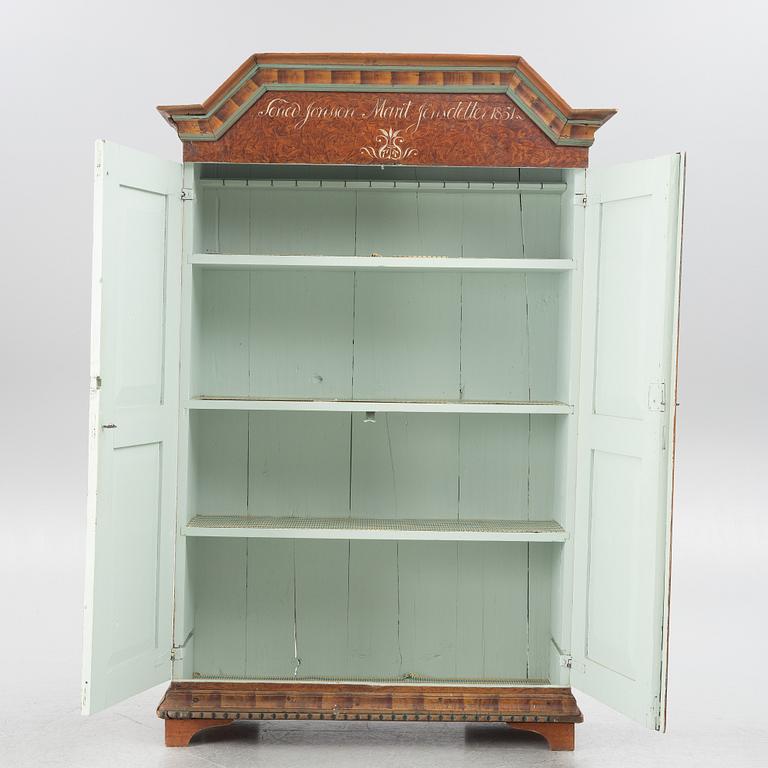 Skåp, allmoge, Värmland, daterat 1851.