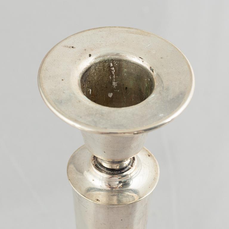 A pair of Swedish silver candlesticks, mark of Eric Råström, Råströms Silver- O Nysilverfabrik, Stockholm 1947.