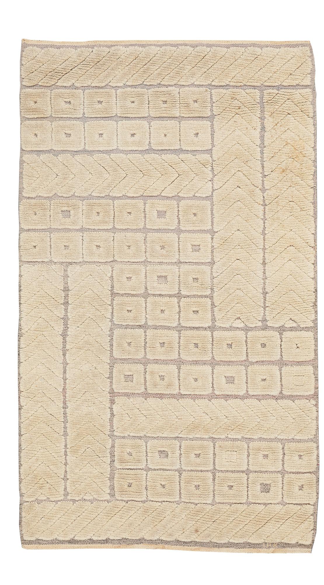 INGRID HELLMAN-KNAFVE , MATTO, "Haga", knotted pile in relief, ca 215 x 125,5 cm, signed IHK (Ingrid Hellman-Knafve), Sweden the 1950'-60's.