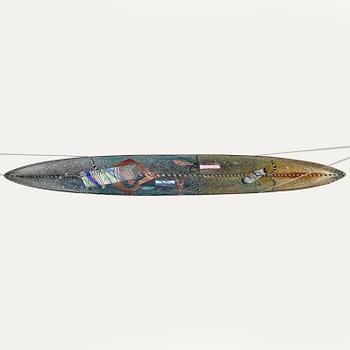 Bertil Vallien, a sand cast glass sculpture of a boat, Kosta Boda, Sweden 1991.
