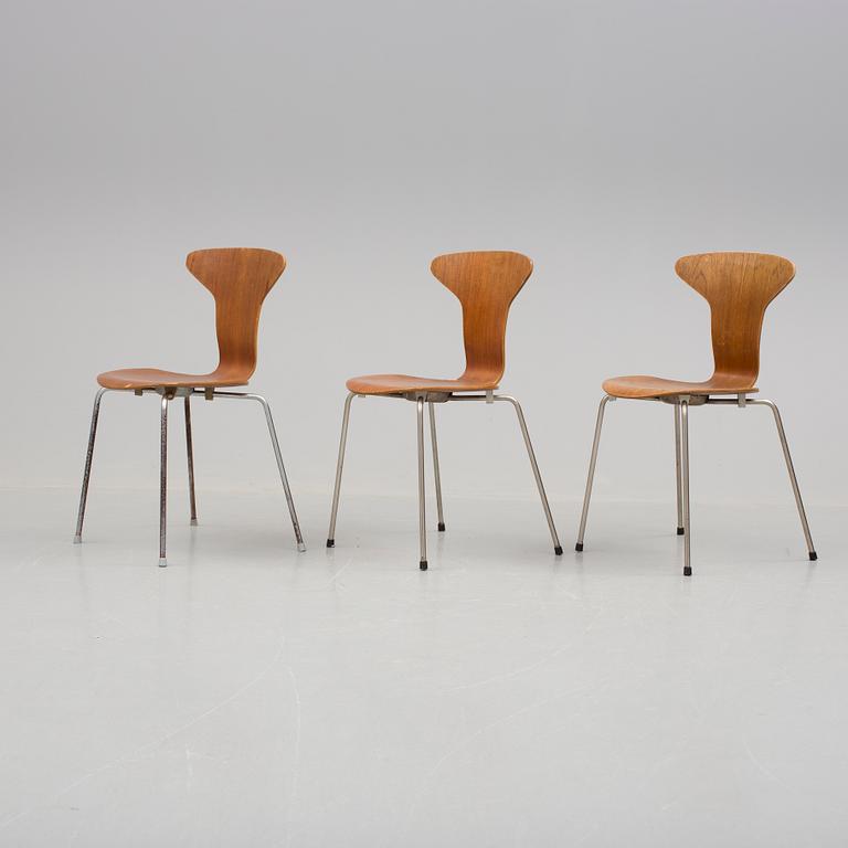 STOLAR, 3 st, "3105 / Munkegårdsstolen / Myggan", Arne Jacobsen, Fritz Hansen, Danmark, 1950-/60-tal.