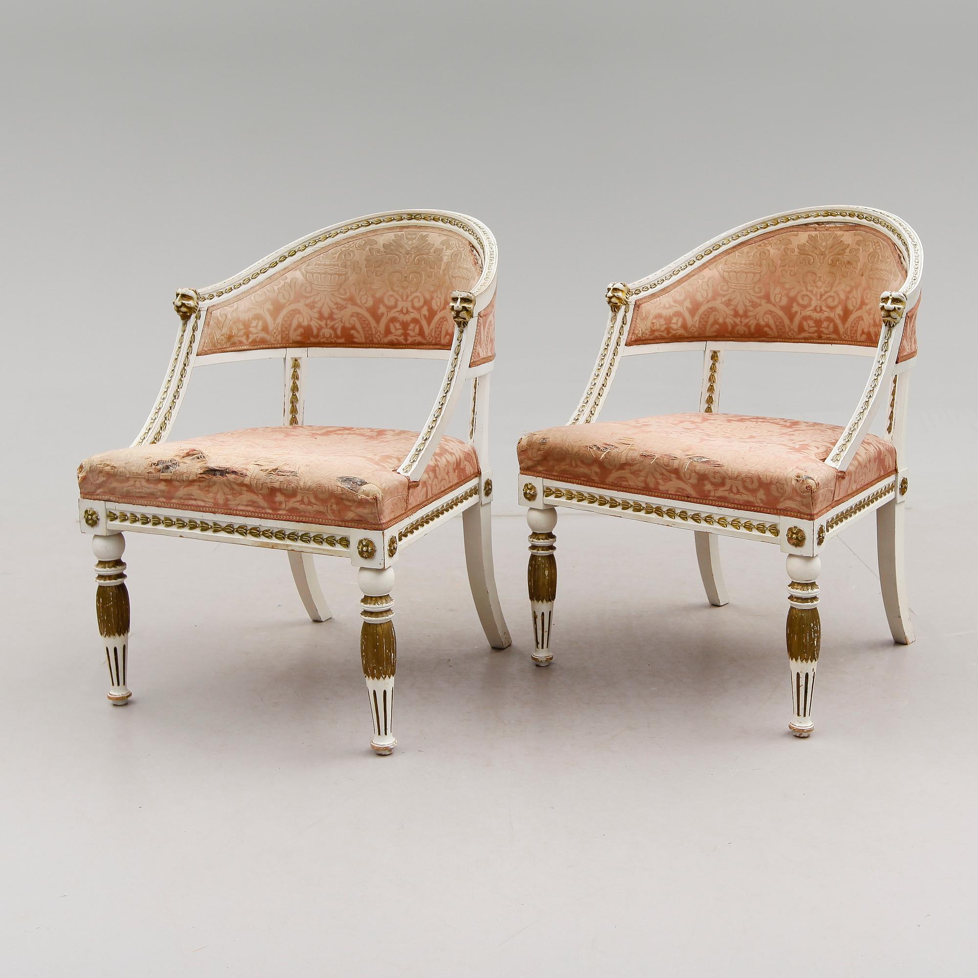 BALJFÅTÖLJER, 1 par, sengustaviansk stil, 1900-talets början.