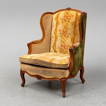 A mid 18th Century Louis XV  bergere chair, marked 'Philippe'.