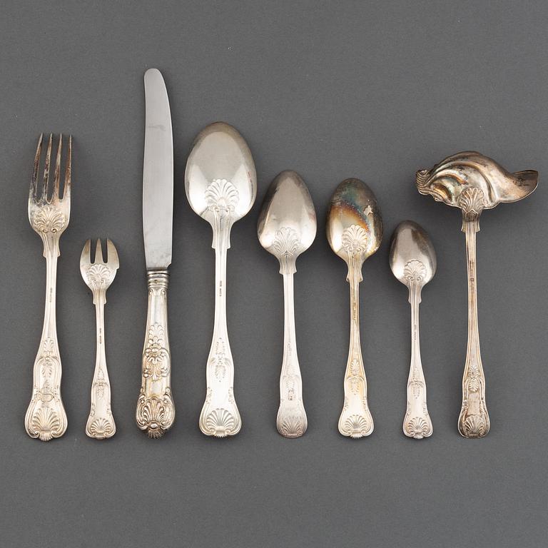 A part silver cutlery service, modell 'Engelsk Snäck' (55 pieces).