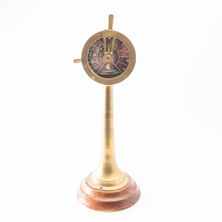 Engine telegraph, miniature, Chadburns, Liverpool & London, first half of the 20th century.