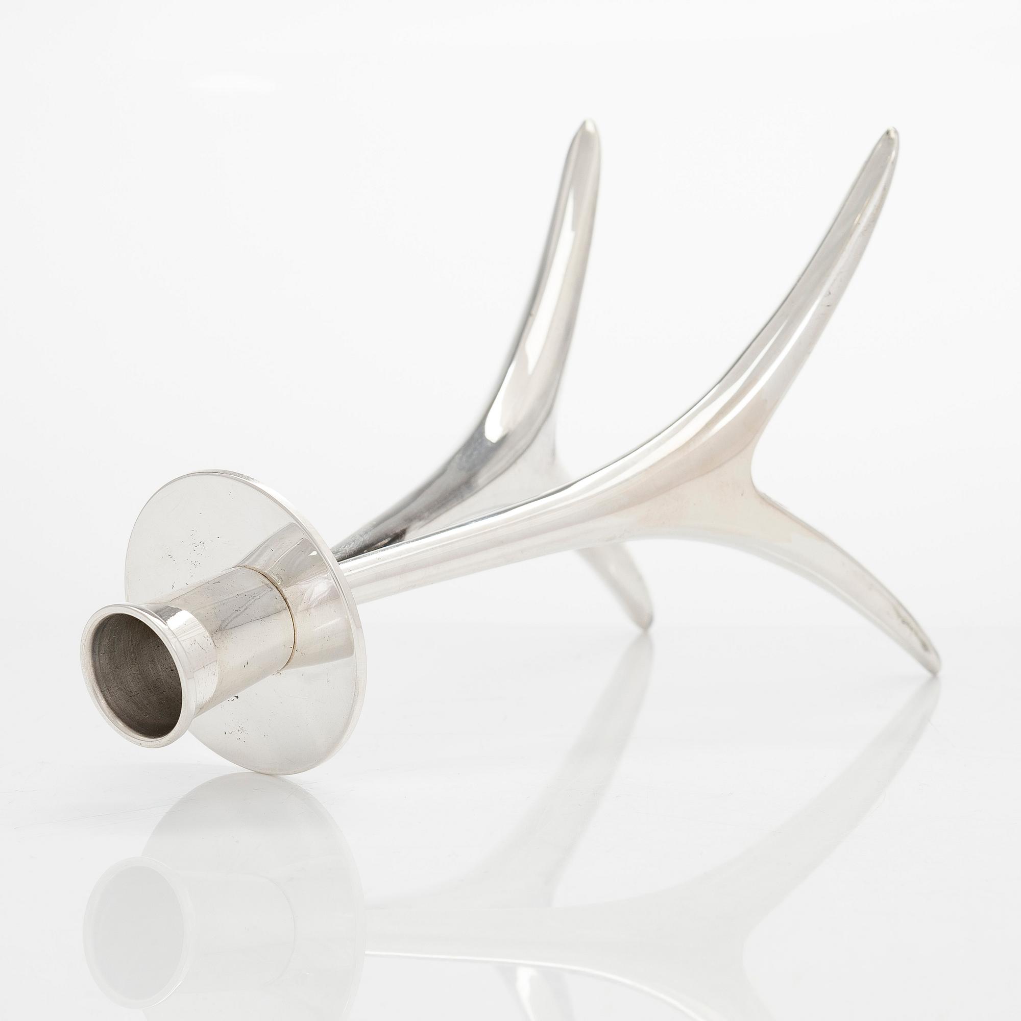 Anna-Greta Eker, A silver candlestick for Auran Kultaseppä Oy, Turku, 1968.