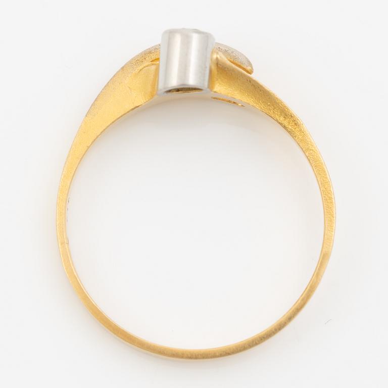 Lapponia, ring 18K gold set with a round brilliant-cut diamond, Finland 1978.
