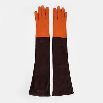 Prada, high leather gloves, size 6 1/2.