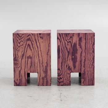 Johan Lindau, side tables, a pair, "Plybord", Blå Station.