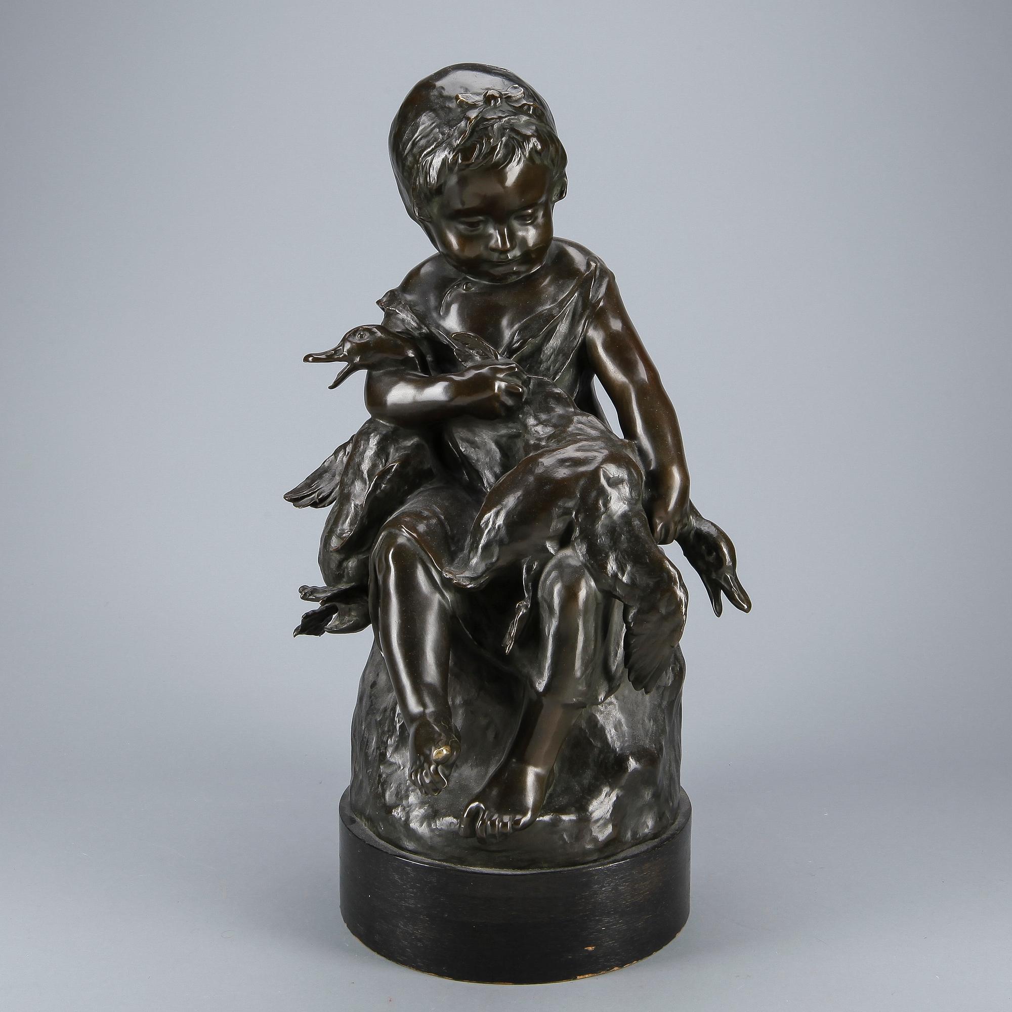 SKULPTUR, patinerad brons, okänd konstnär, signerad och daterad 1906.