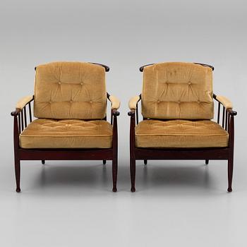 A pair of 'Skrindan' easy chairs by kerstin Hörlin-Holmquist for ope, second half of the 20th century.