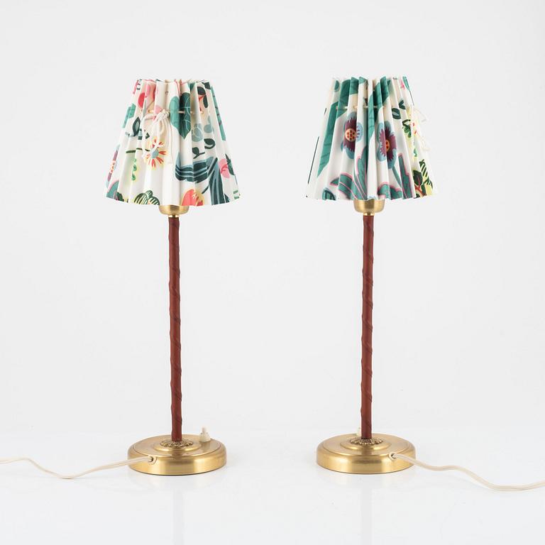 A pair of brass table lamps from Falkenbergs Belysning, second part of the 20th Century.
