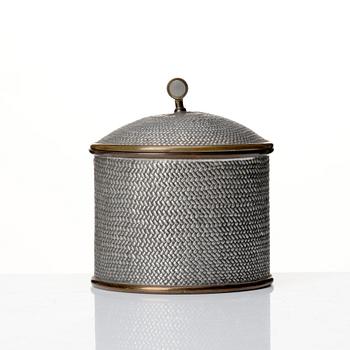 Estrid Ericson, a pewter and brass tobacco jar, Svenskt Tenn, Stockholm 1950.