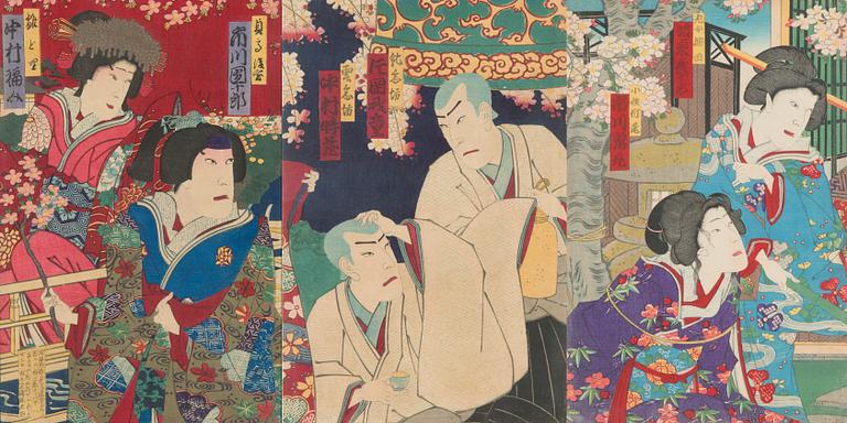 Three Jpaanese woodblock prints.