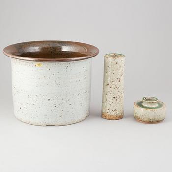 Marianne Westman, a set of two stoneware vases and Signe Persson-Melin, a pot, Rörstrand.